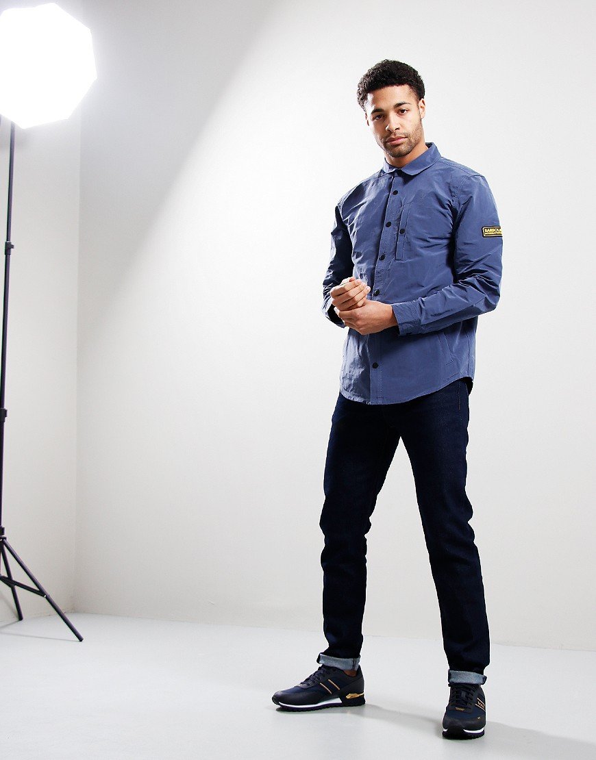 Barbour International Link Overshirt Slate Blue - Terraces Menswear