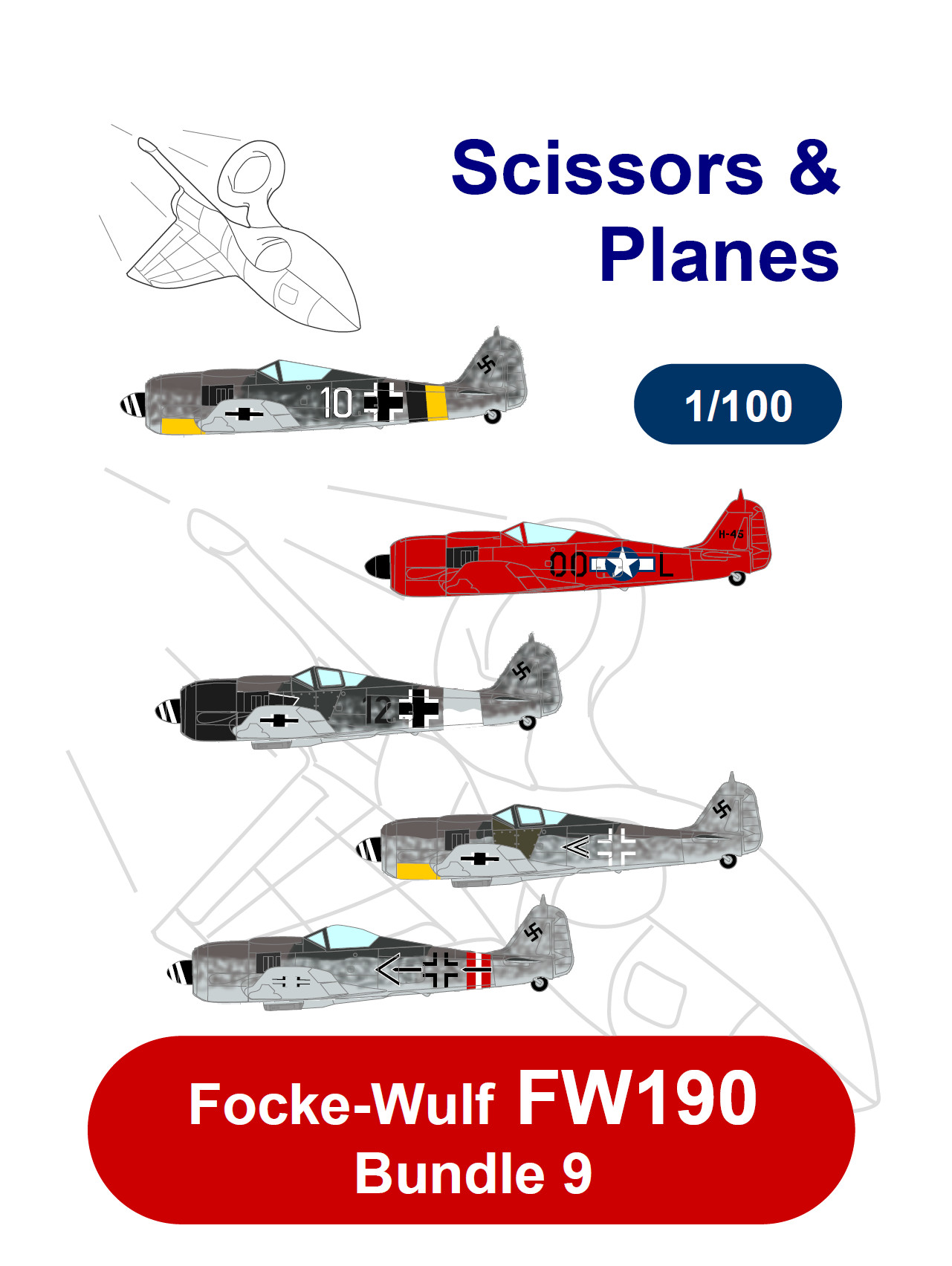 1/100 snp Focke-Wulf FW190 Bundle 9 Paper model - EcardModels