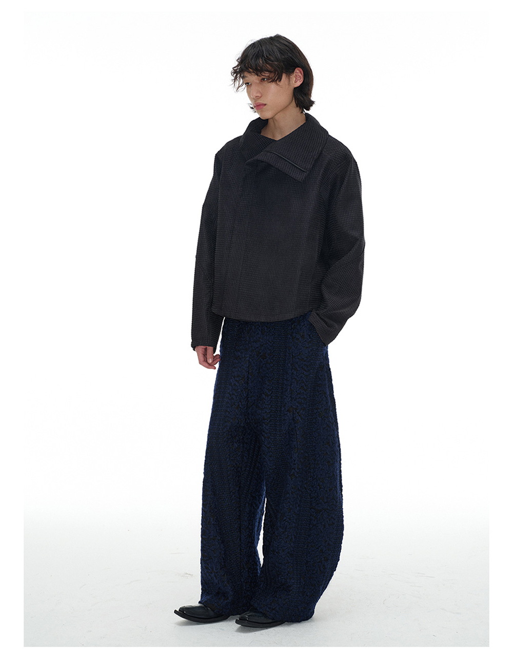 Black Checked Zipper-Jacket | BCAESAR