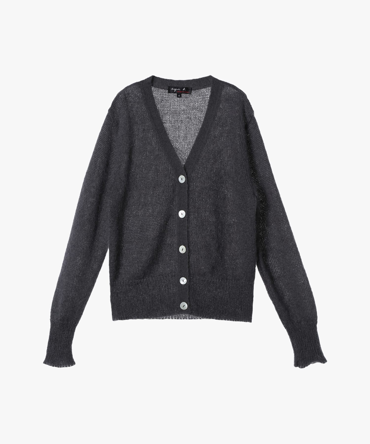 モヘヤ 長袖 Vネック カーディガン 