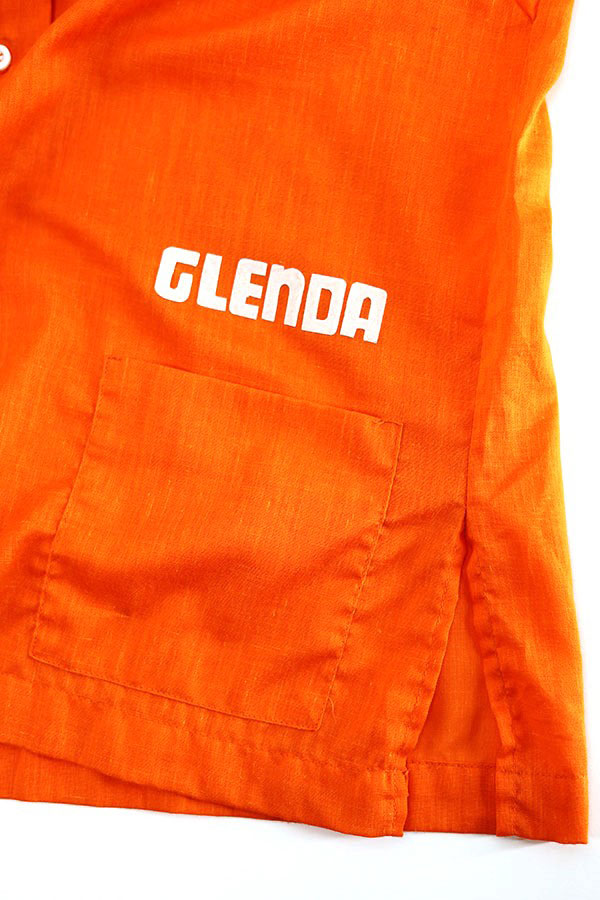 Used Womens 70s USA Hilton Orange Flocky Bowling Shirt Size 34