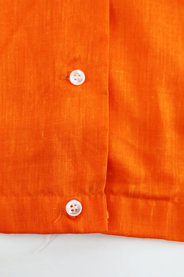 Used Womens 70s USA Hilton Orange Flocky Bowling Shirt Size 34