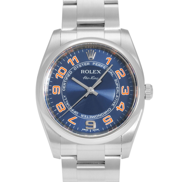 ロレックス エアキング 14010M.BLBOブルー/バー オイスター ステンレス