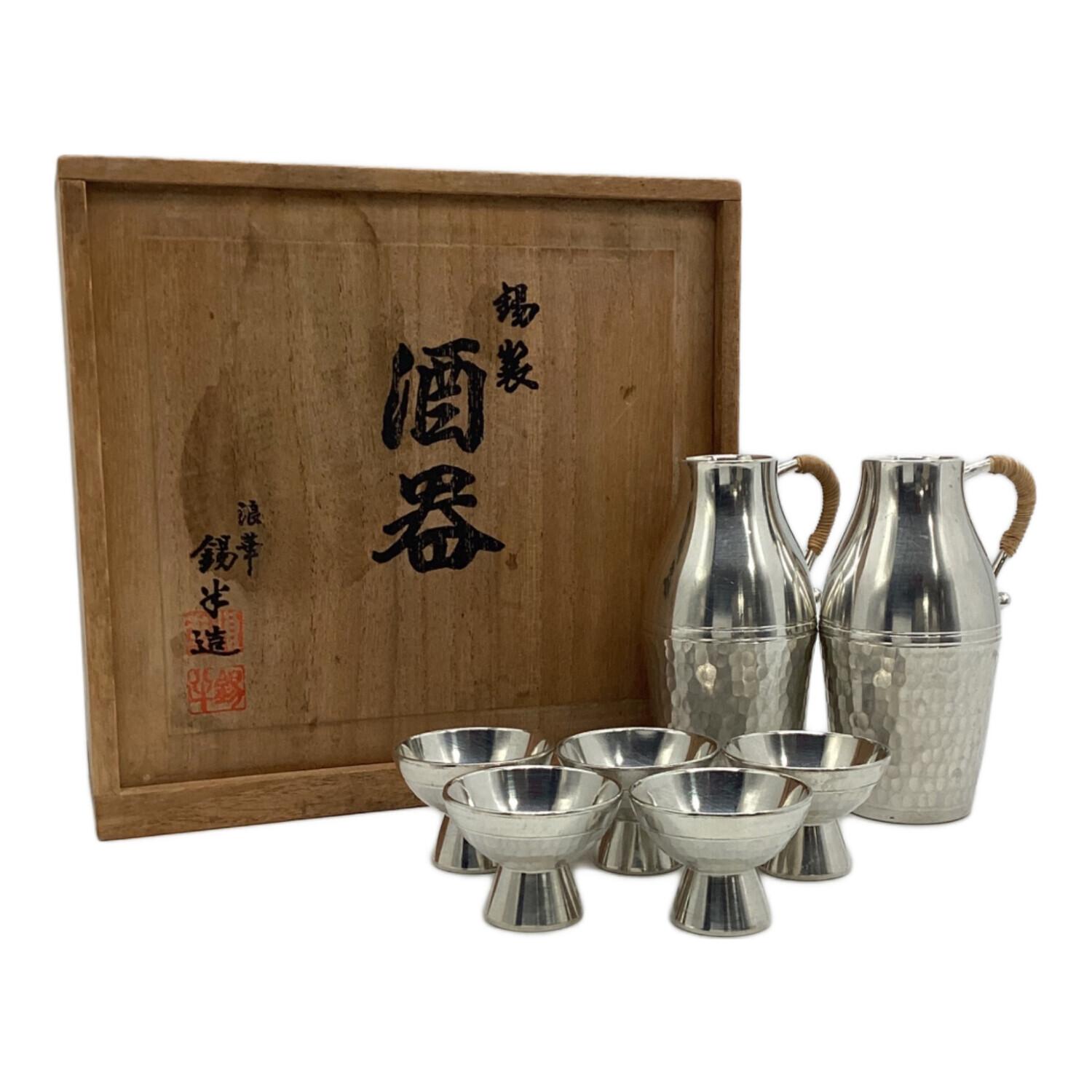 錫半（スズハン） 浪華 錫製酒器揃 徳利×2、お猪口×5 USED｜トレファク