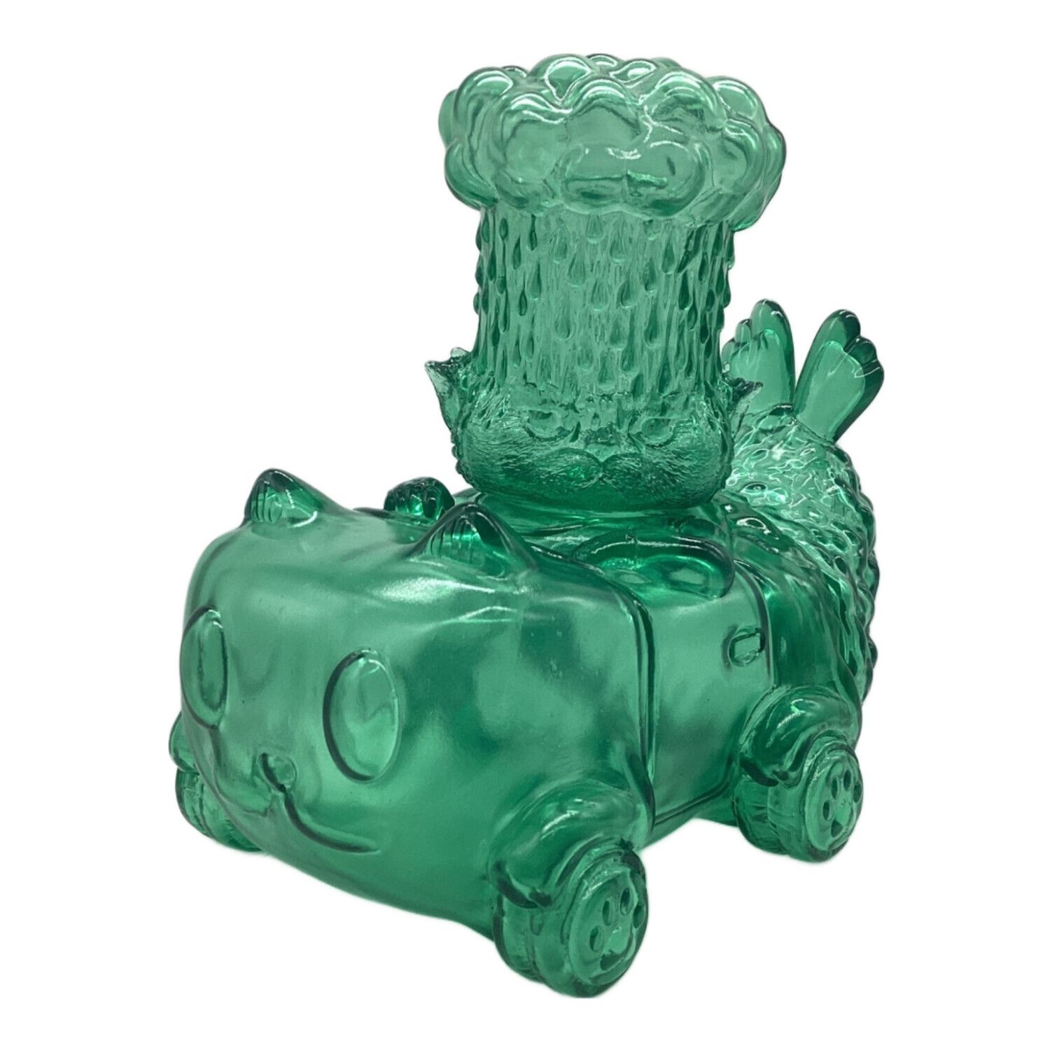 もうこやま ソフビフィギュア クリアグリーン 海老天猫カー どしゃぶり