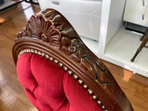 ダイニングチェアー ロココ・アンティーク調 猫脚 ブラウン×レッド