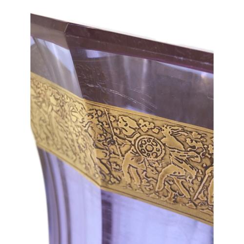 Moser (モーゼル) 花瓶 フラワベース 金彩人模様 パープル｜トレファク