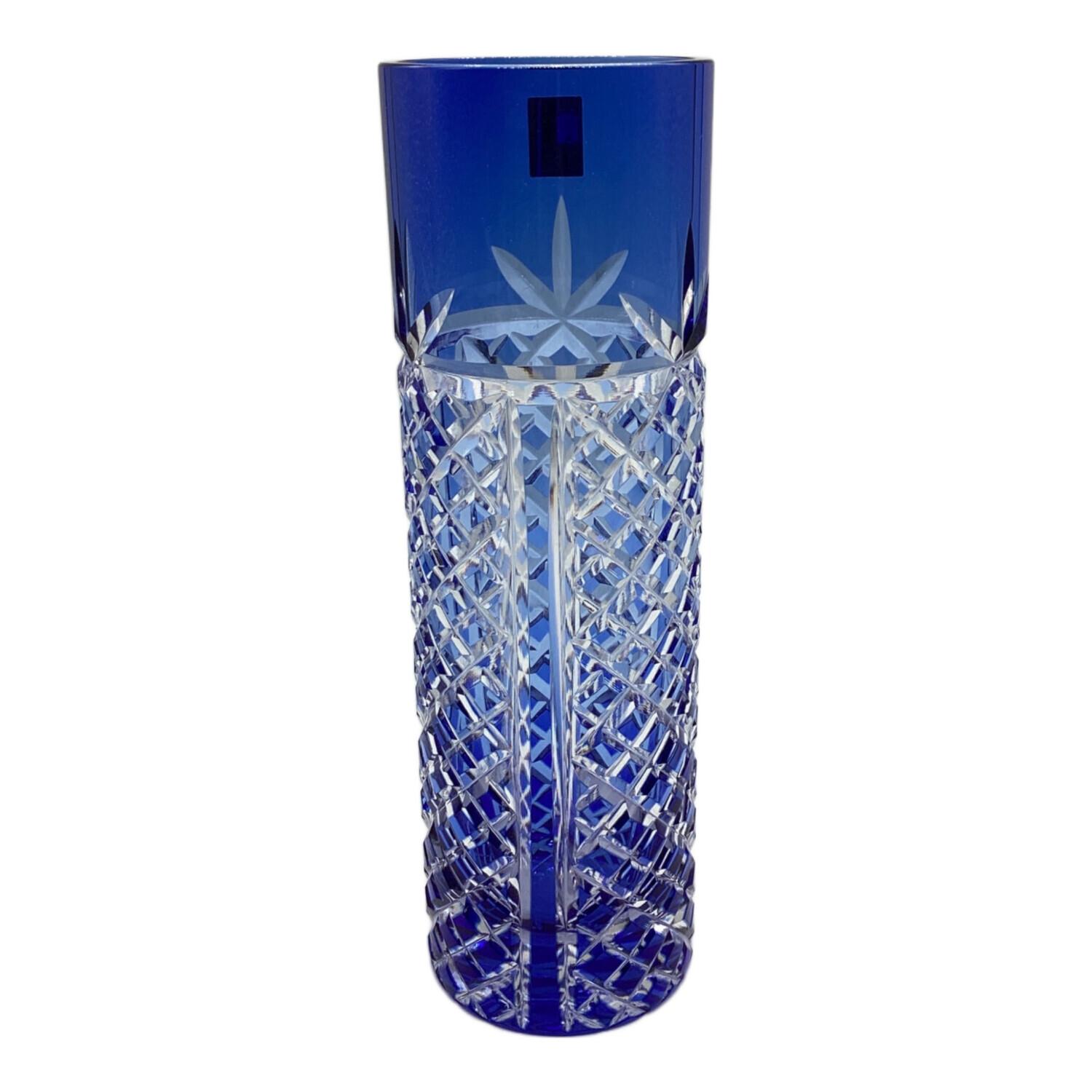 KAGAMI CRYSTAL (カガミクリスタル) 花器 江戸切子 輪挿 ブルー F654