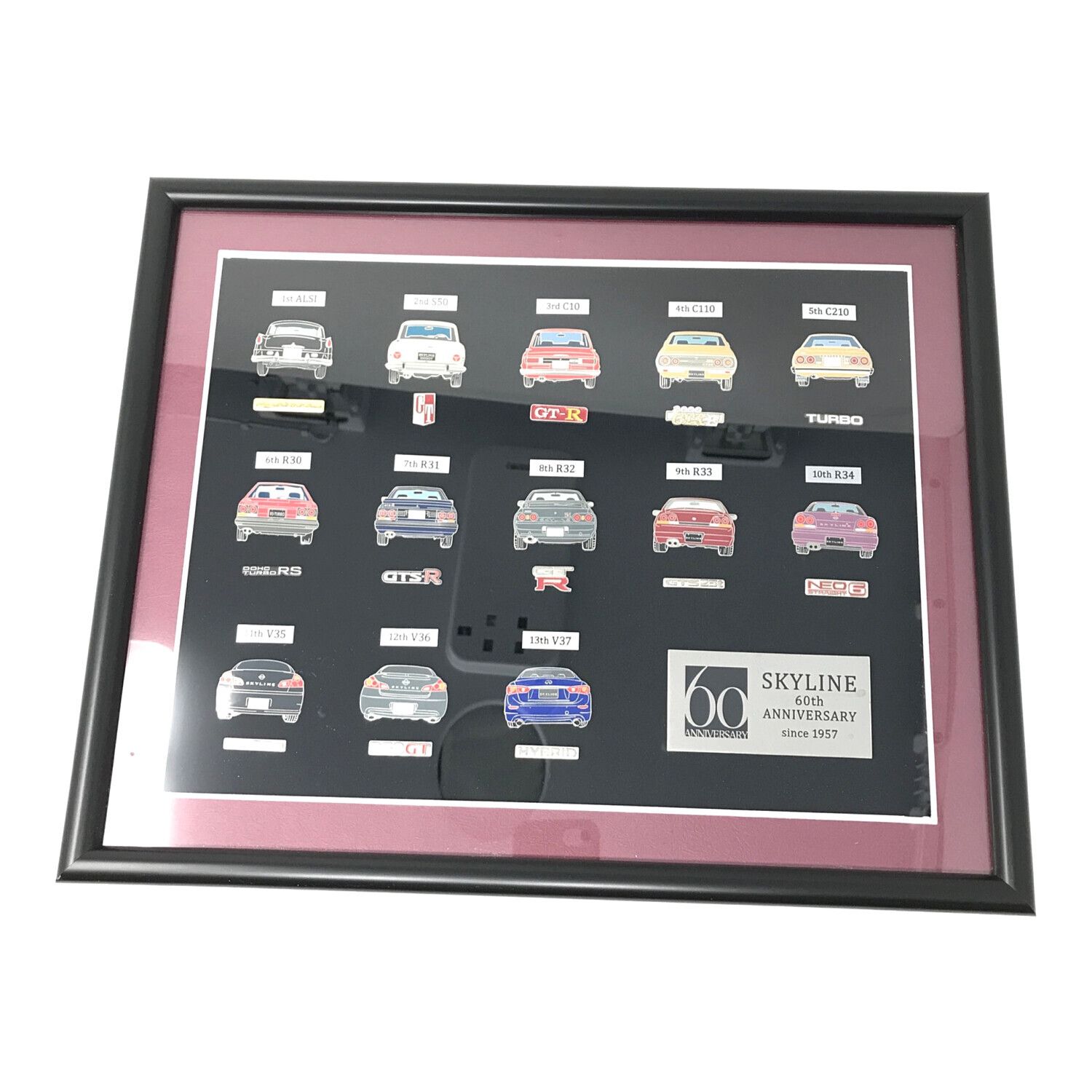 スカイライン60周年記念 歴代スカイライン額装ピンバッジセット