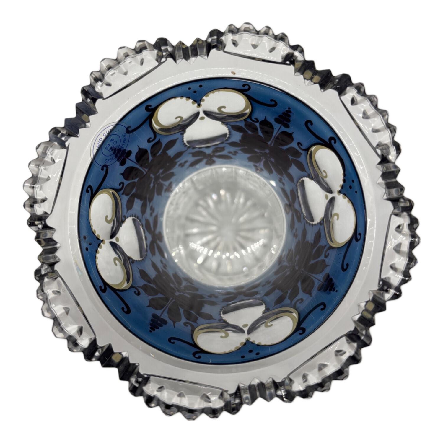 BOHEMIA GLASS (ボヘミア グラス) 花瓶 ブルーラスターローズ