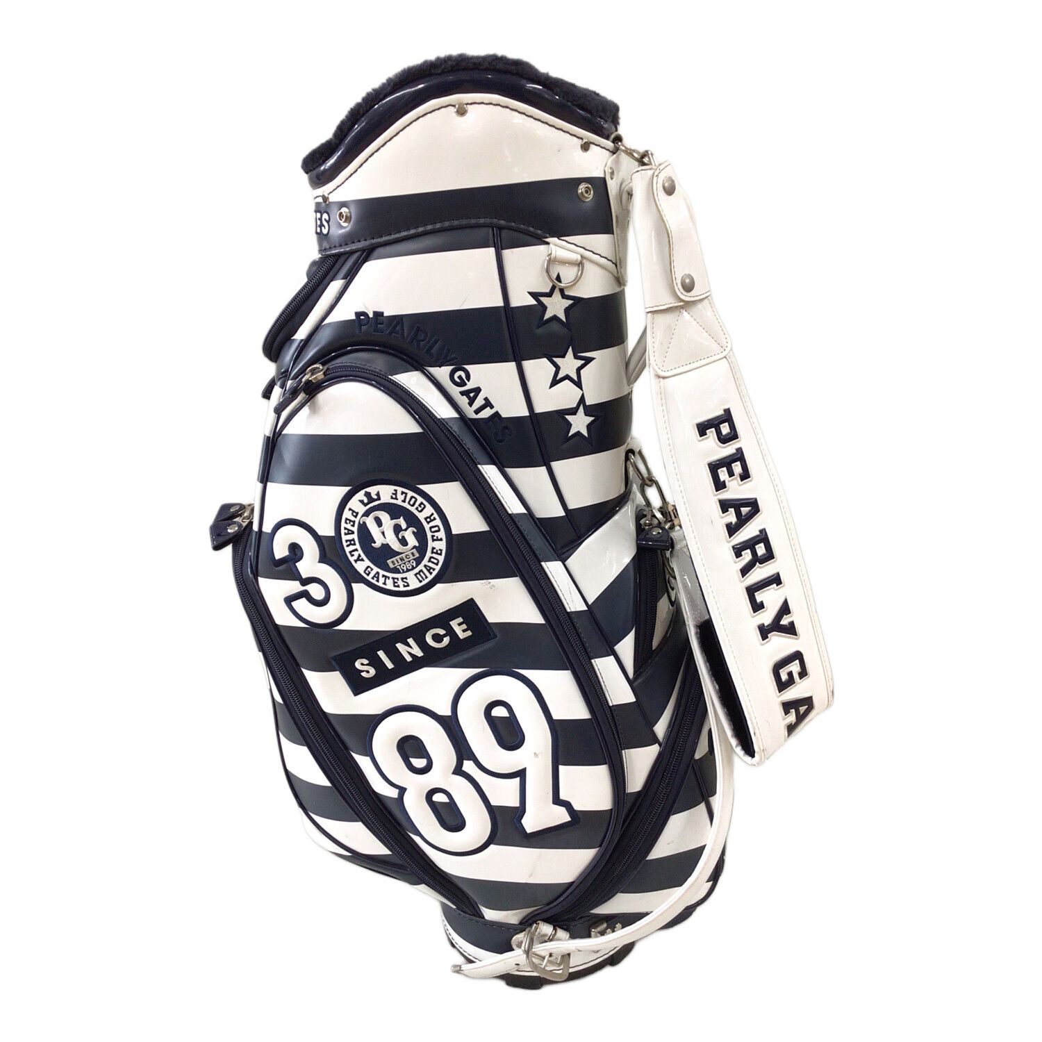 PEARLY GATES (パーリーゲイツ) キャディバッグ ホワイト×ネイビー 30