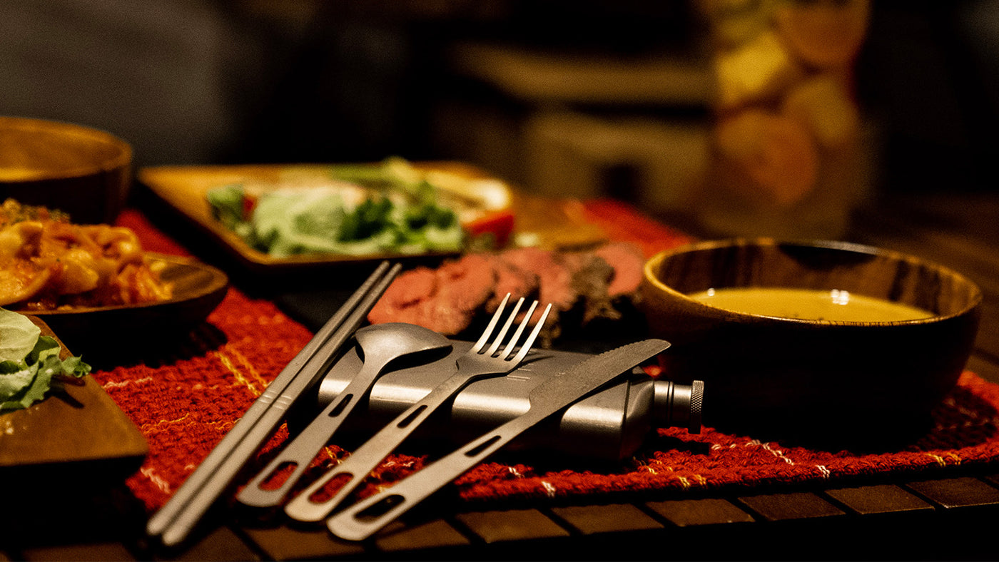 チタンカトラリーセット 1人用 4ピース 収納ケース付き – UJack online