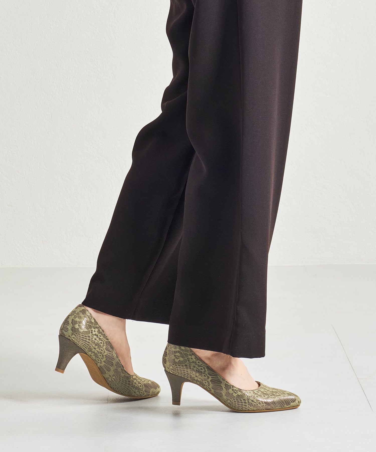 グリッターヒールレースパンプス/MOR108【結婚式/オケージョン