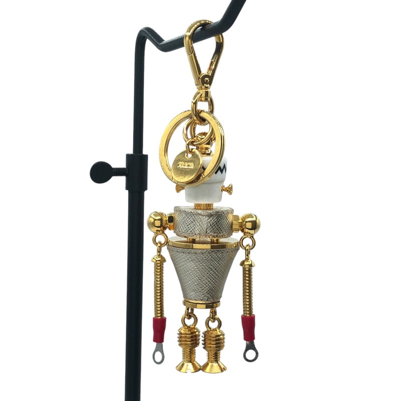 プラダ PRADA ロボットモチーフキーホルダー 1TR095 ゴールド/ホワイト