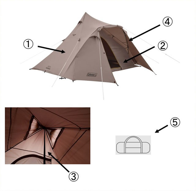 ワイドティピー / 3025（グレージュ）用フロントポールの通販