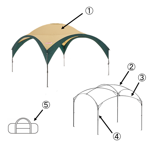 パーティーシェードDX/360（グリーン/ベージュ）用コーナーフレーム