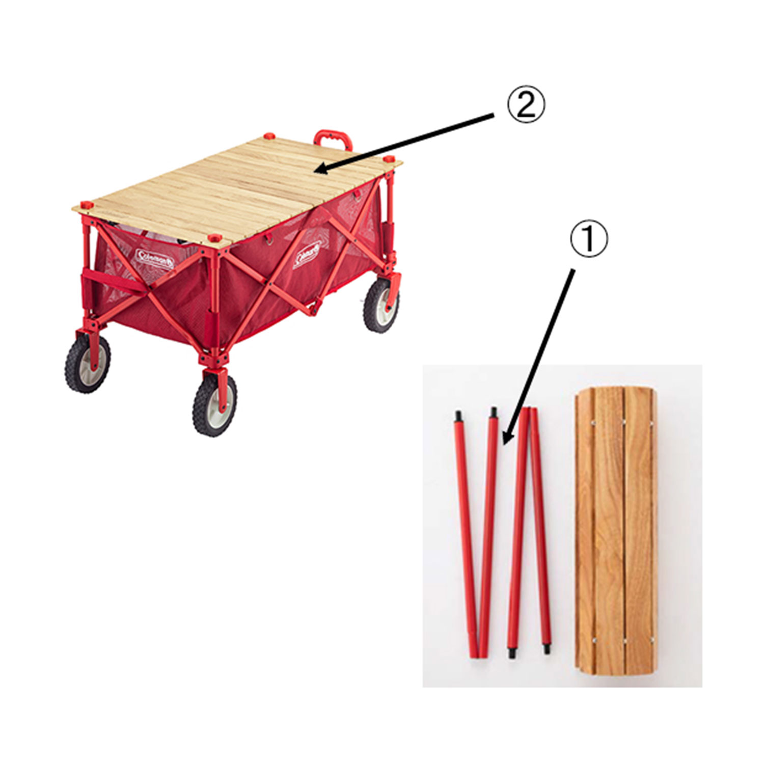 アウトドアワゴン ウッドロールテーブル チューブの通販｜キャンプ用品