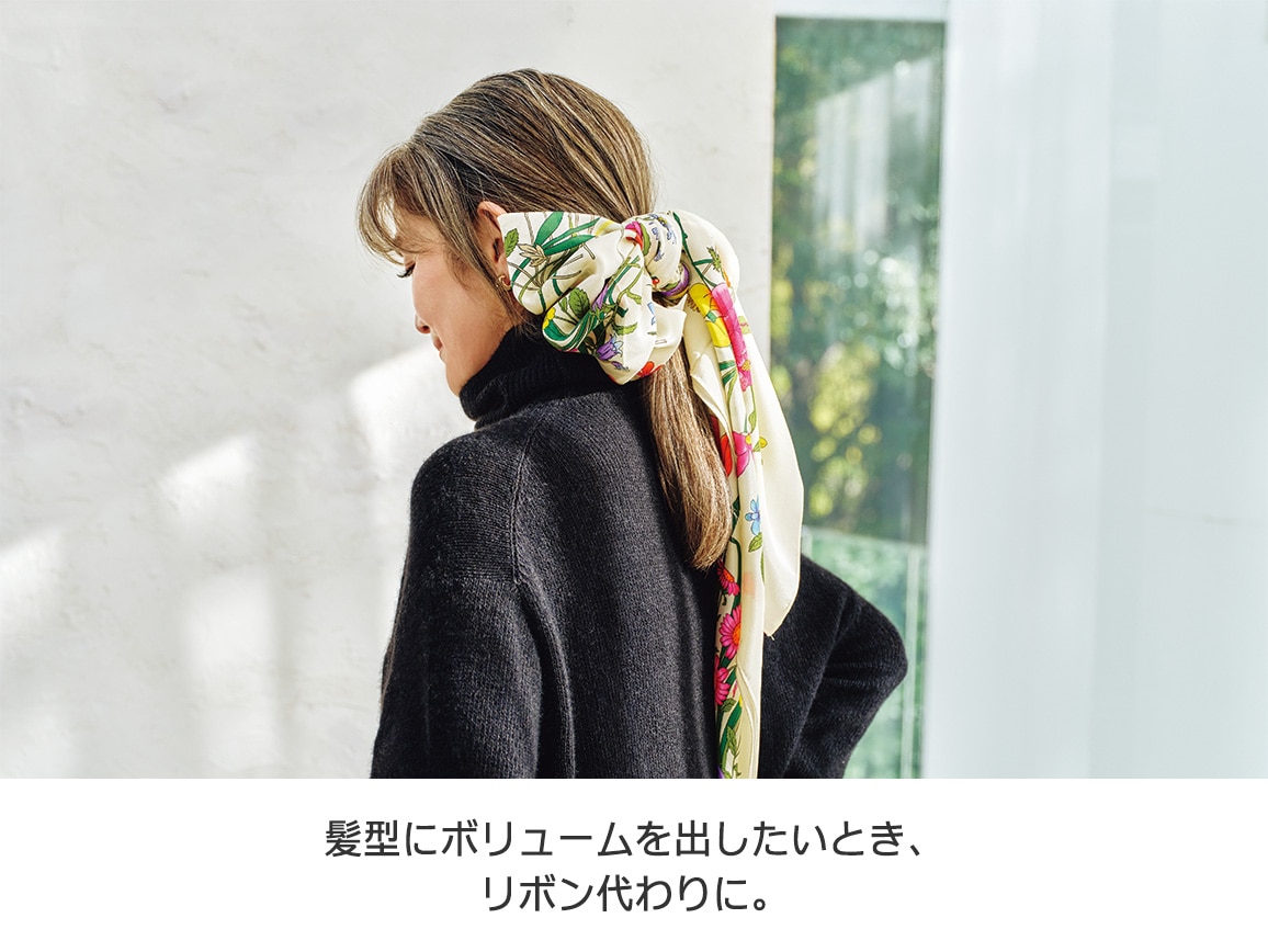 大判シルクスカーフ・花柄(90_マルチ): ｜ カタログ通販のハルメク