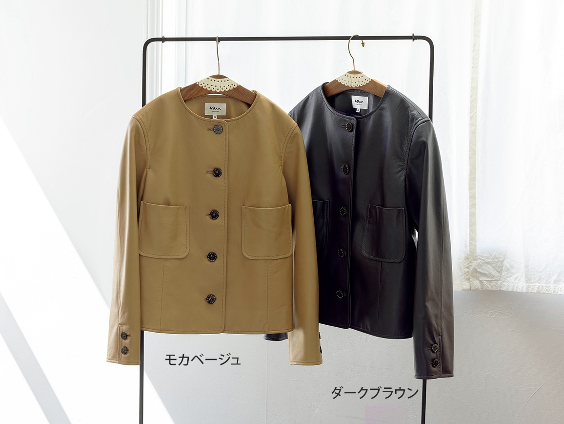49AV．ジュンコシマダ・ノーカラーシープレザージャケット(36_36