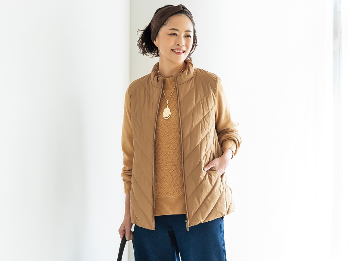 ニット袖ドッキングダウンジャケット(02_M 23_キャメル): ｜ カタログ