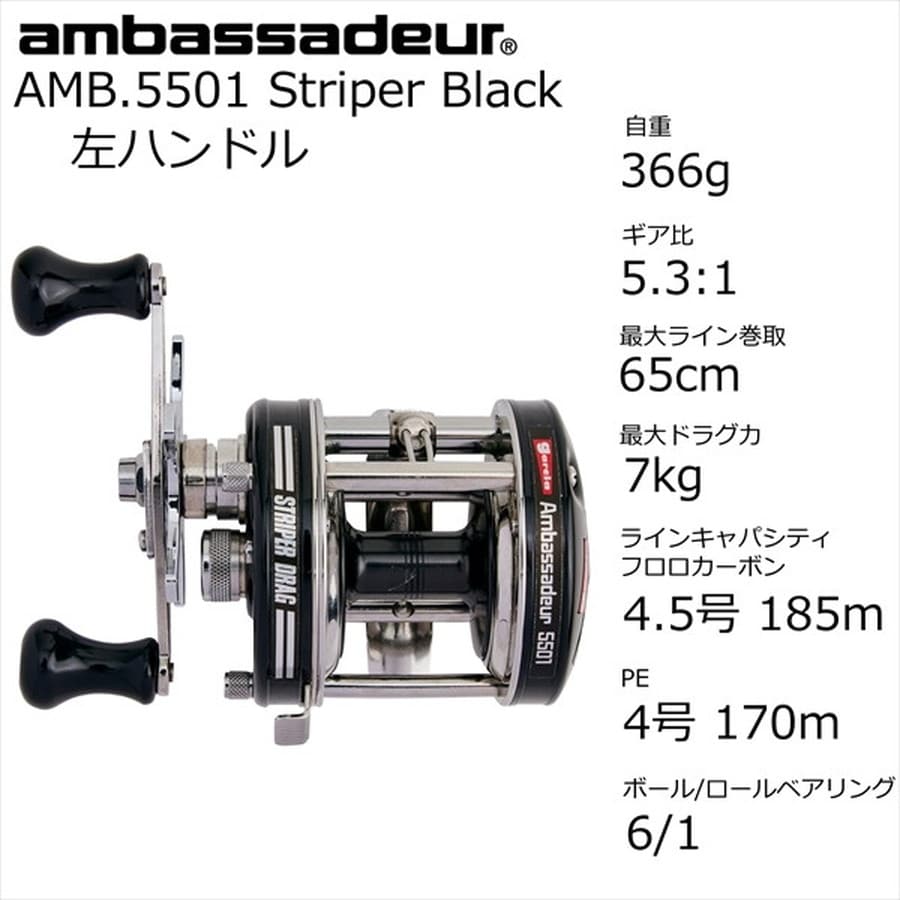 AbuGarcia アブガルシア ベイトリール AMB.5501 Striper Black （左