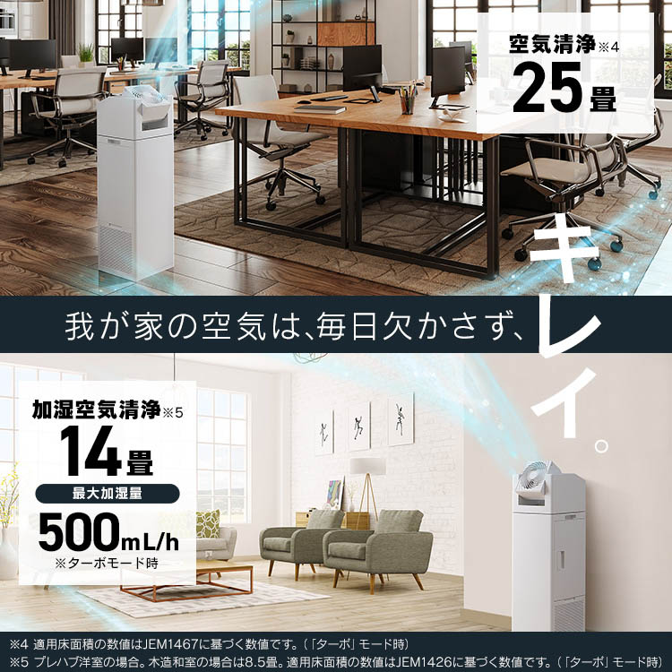 サーキュレーター付加湿空気清浄機 KCHA-A55-W ホワイト