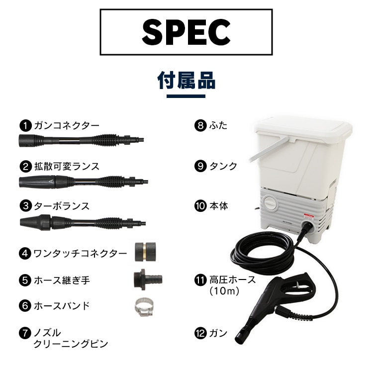 タンク式高圧洗浄機 ホワイト SBT-512N