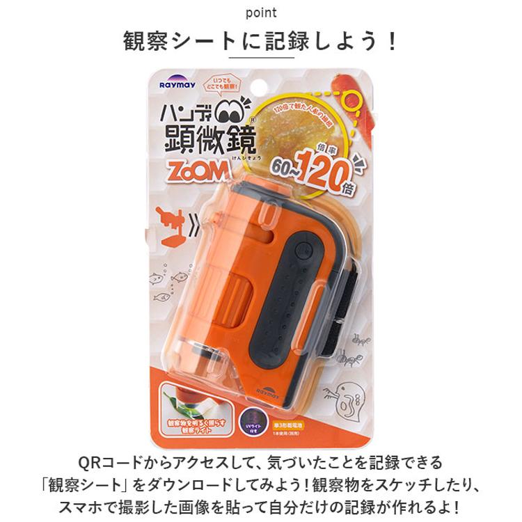 顕微鏡 子供 通販 ハンディ顕微鏡 ZOOM レイメイ藤井 RXT1143 60倍 120