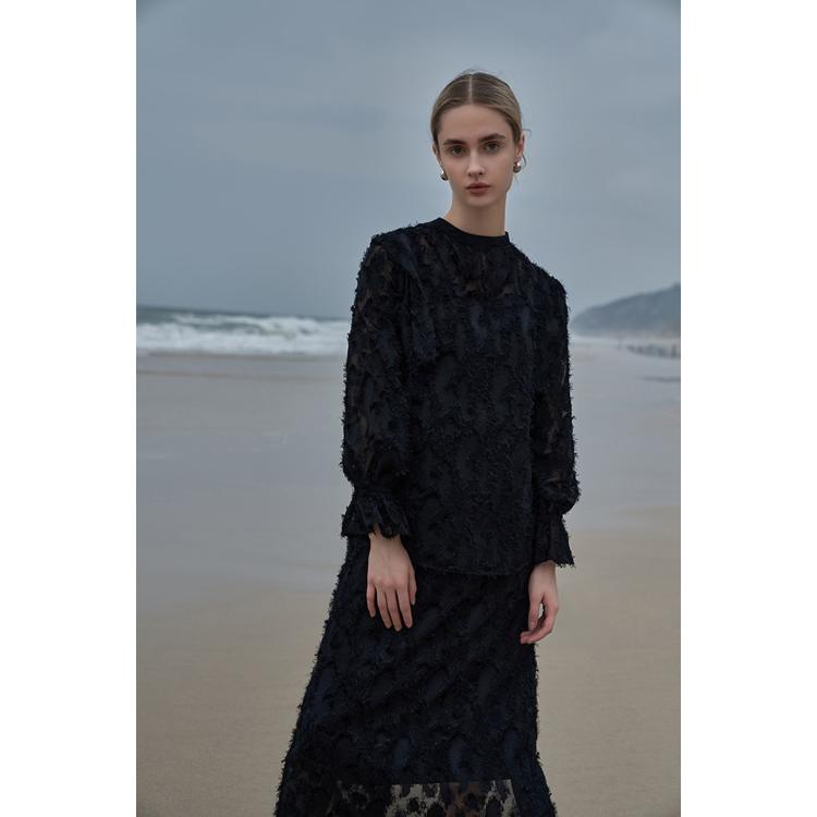 MIND カットジャガードブラウス 通販 ブラウス 長袖 レディース