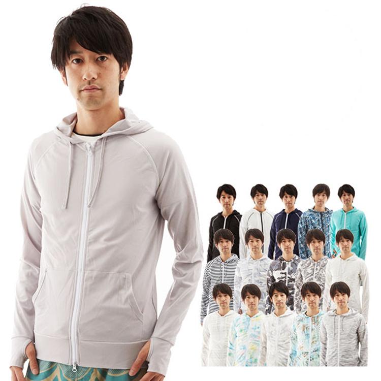ラッシュガード パーカー 長袖 メンズ uv 通販 ショート丈 フード 男性