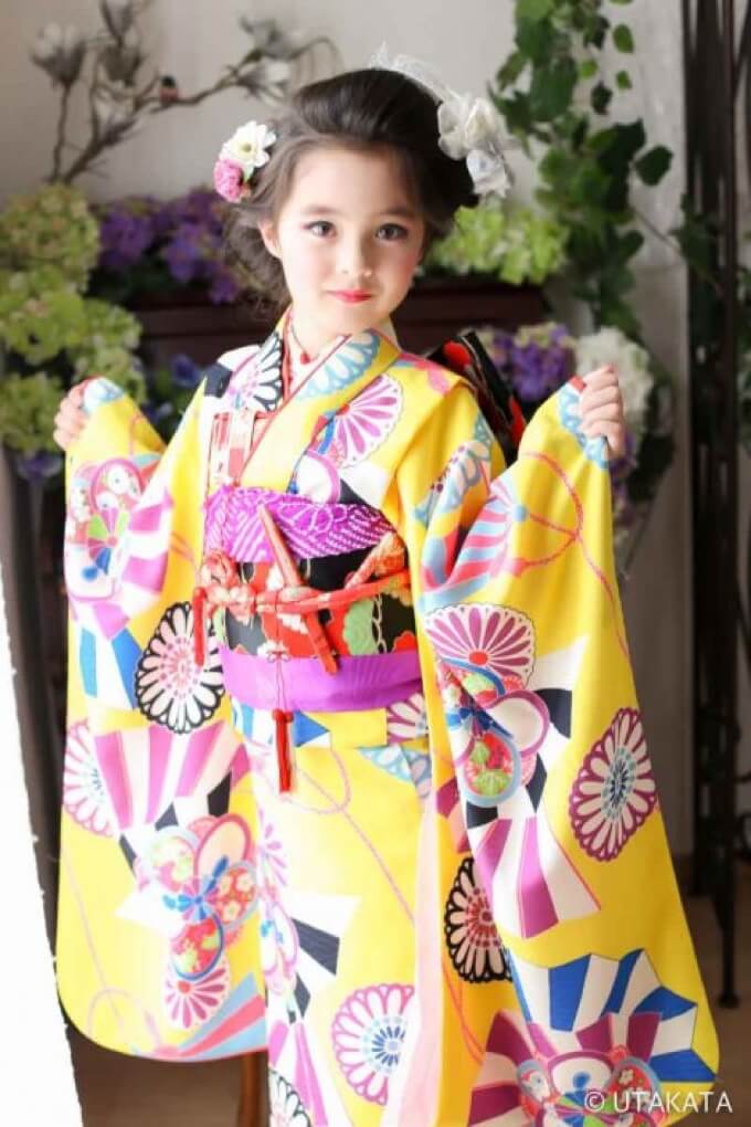 7歳七五三レンタル アンティーク復刻 花音鈴 黄色