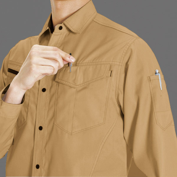 長袖シャツ 6083－3 ネイビー （S～3L）| 作業服・作業着