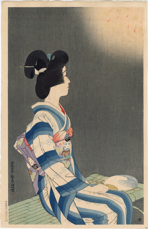 伊藤深水：夏の花火を楽しむ美（売り切れ） – Egenolf Gallery