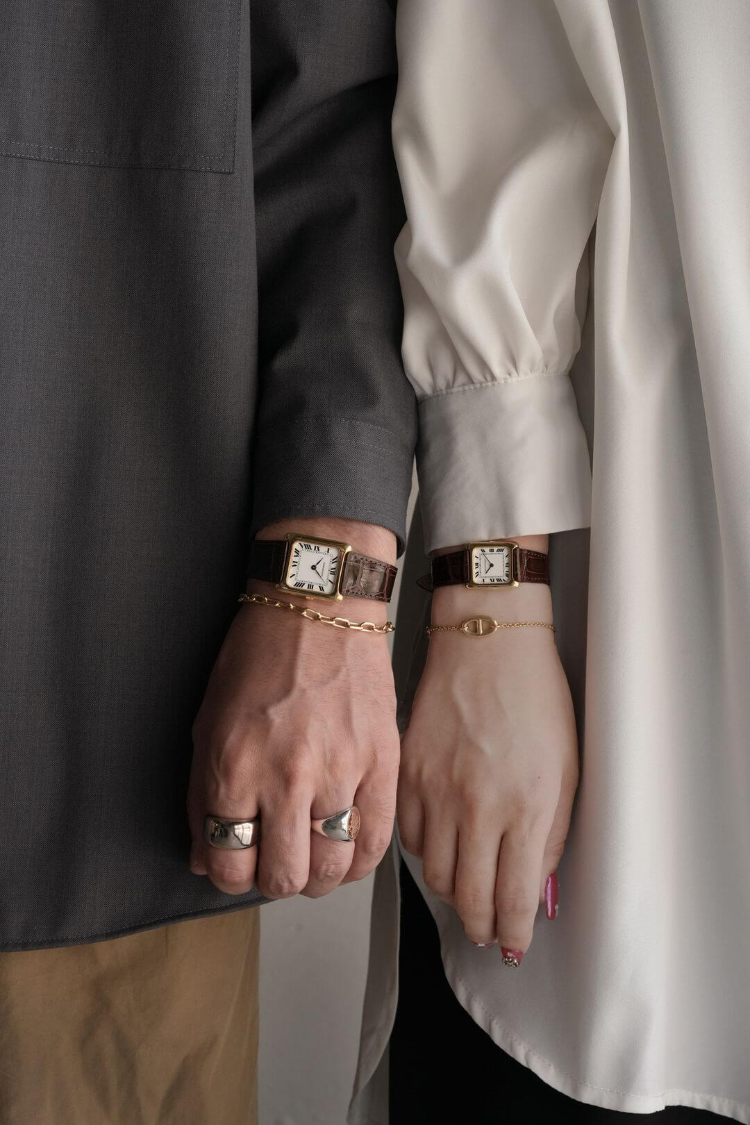 ジャガールクルト/スクエアケース/ホワイトローマンダイヤル/ペア