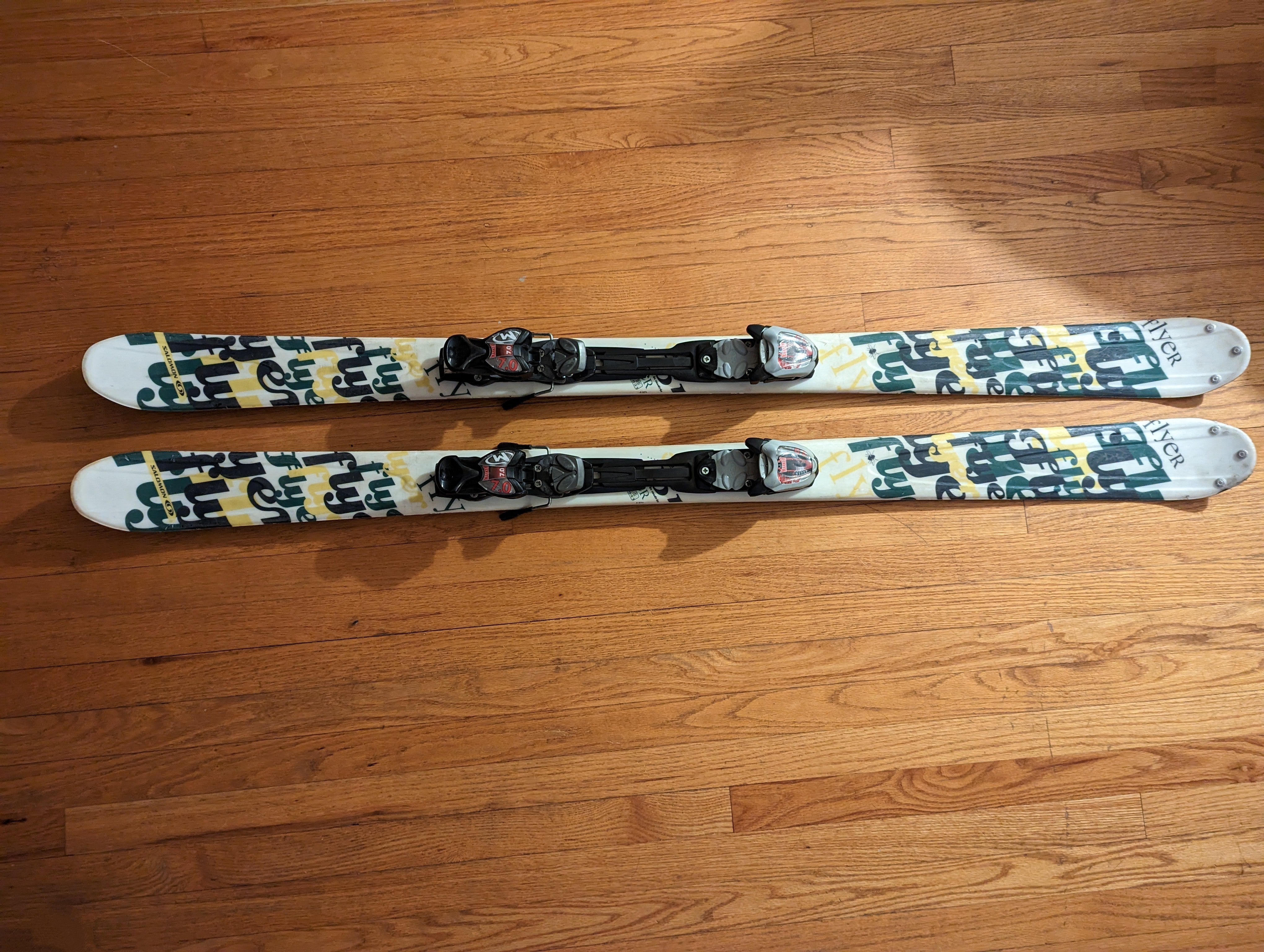Used Unisex Salomon 151 cm Flyer Skis With Bindings | SidelineSwap