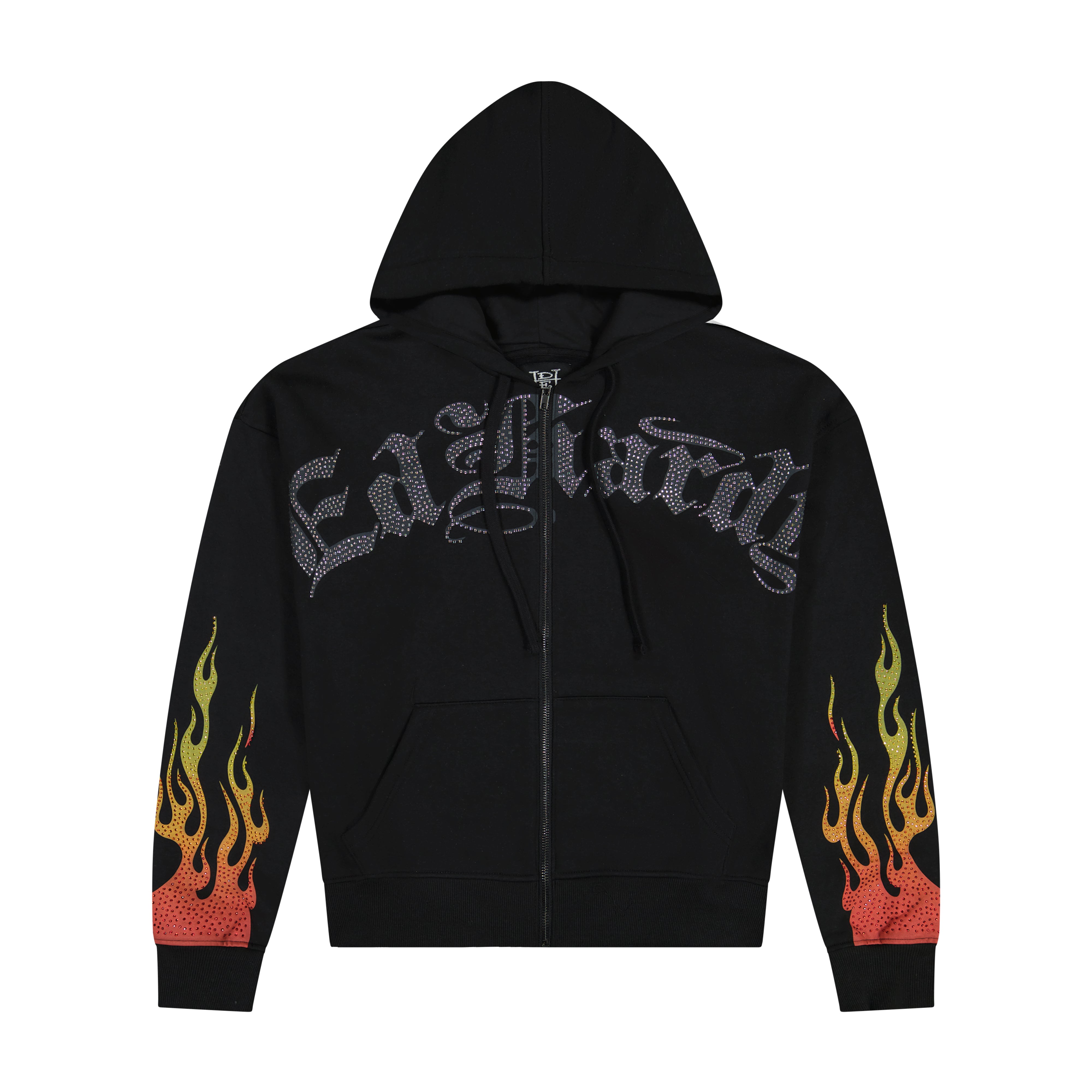 Skull Flames Boxy Zip Hoodie