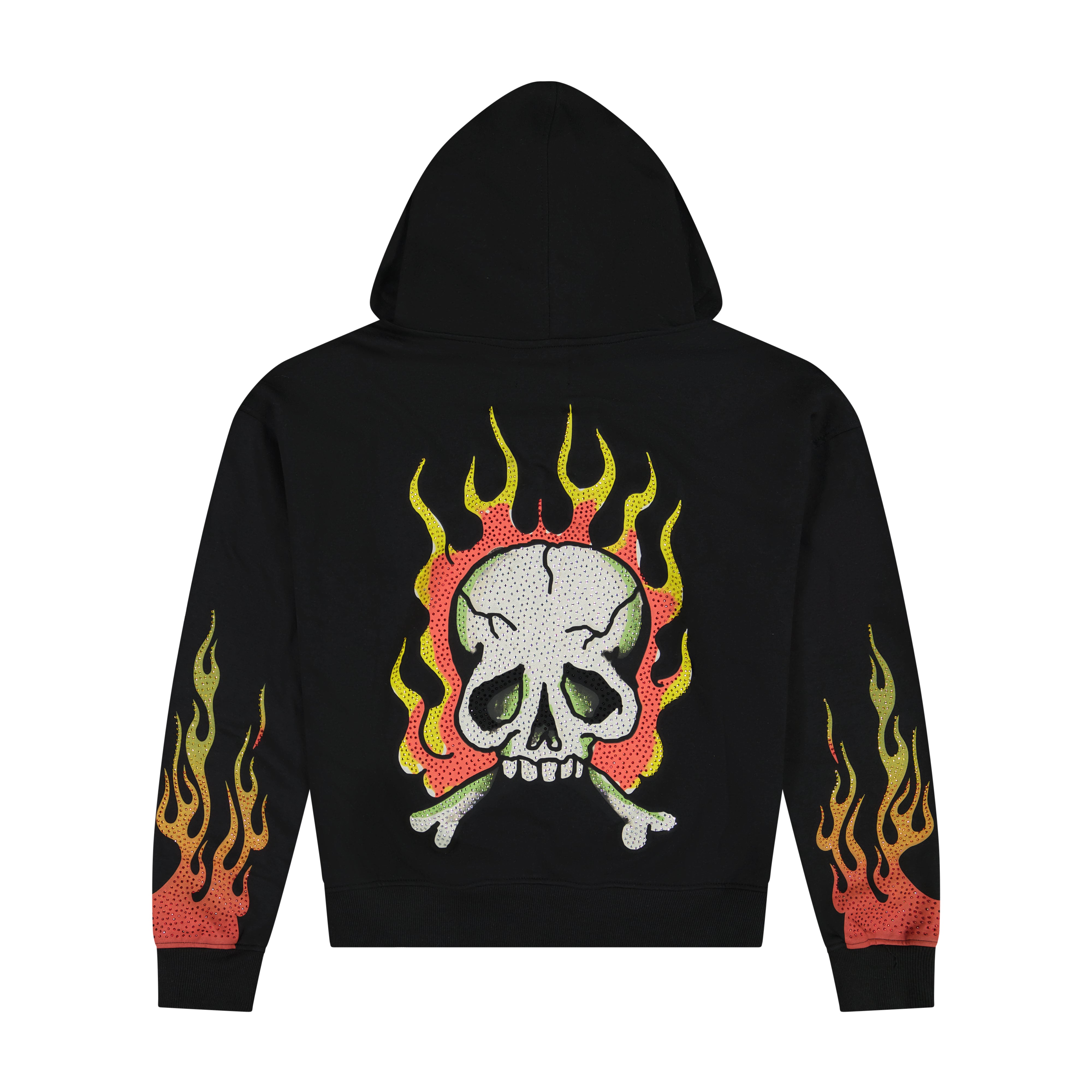 Skull Flames Boxy Zip Hoodie
