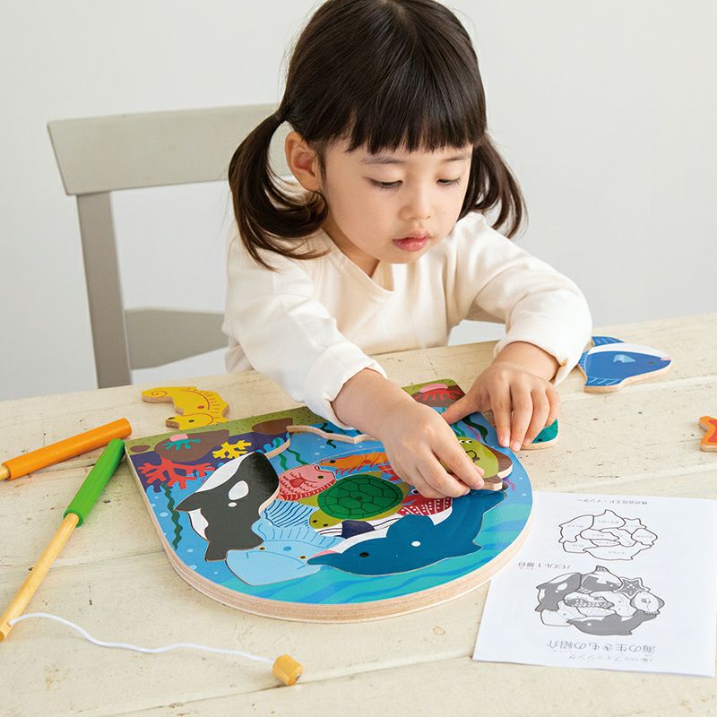 2層パズル フィッシング 知育玩具 木のおもちゃ GENI