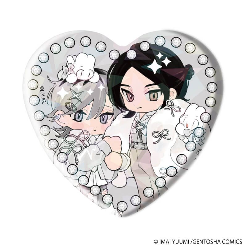 ホログラムハート型缶バッジ「弱虫オメガは溺愛されたい」01