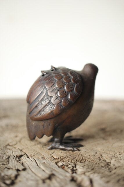 倣 亀女 鶉銅香炉 M310｜骨董店 のびる 古美術 骨董 和風建具 蔵戸