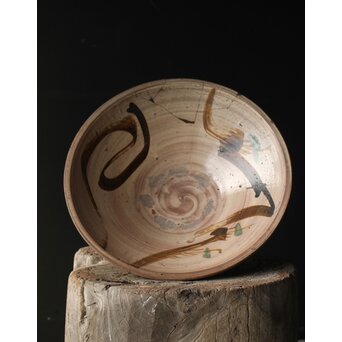 江戸時代 古武雄 鉄絵緑彩松文 大鉢 P341｜骨董店 のびる 古美術 骨董