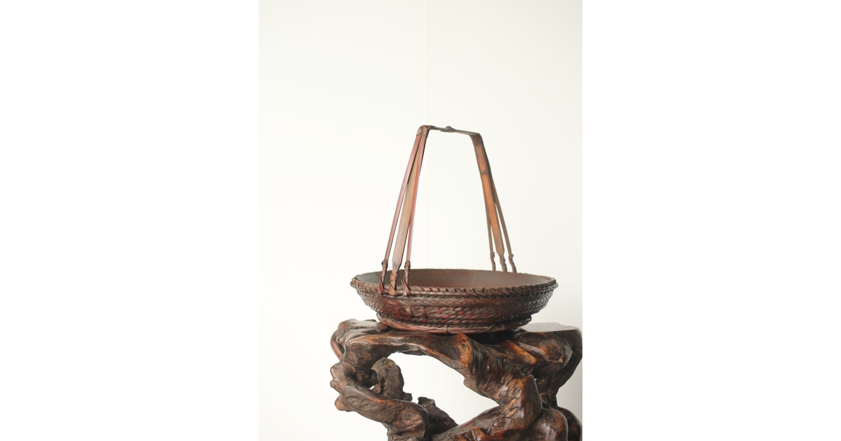 横田峰斎/峯斎か 竹花籠 U296｜骨董店 のびる 古美術 骨董 和風建具 蔵