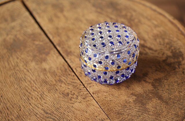 須田秀石 茶懐石用 江戸切子 金彩外蓋葉物碗揃 六客セット 須田秀石 茶