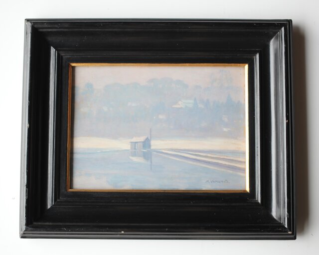 山本森之助【永福町付近の風景】油彩額装 Z486｜骨董店 のびる 古美術