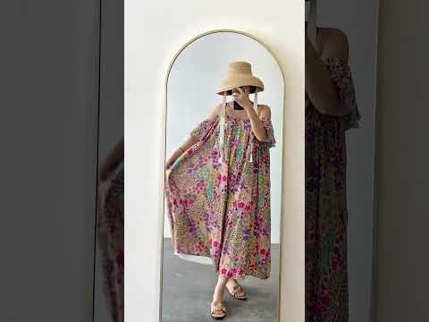 Eighty Seven(エイティセブン)インド綿フレア前ボタン切替ワンピース