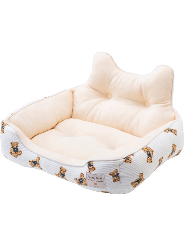 スペシャルプライス】くまプリントワッフル 耳付きスクエアペット