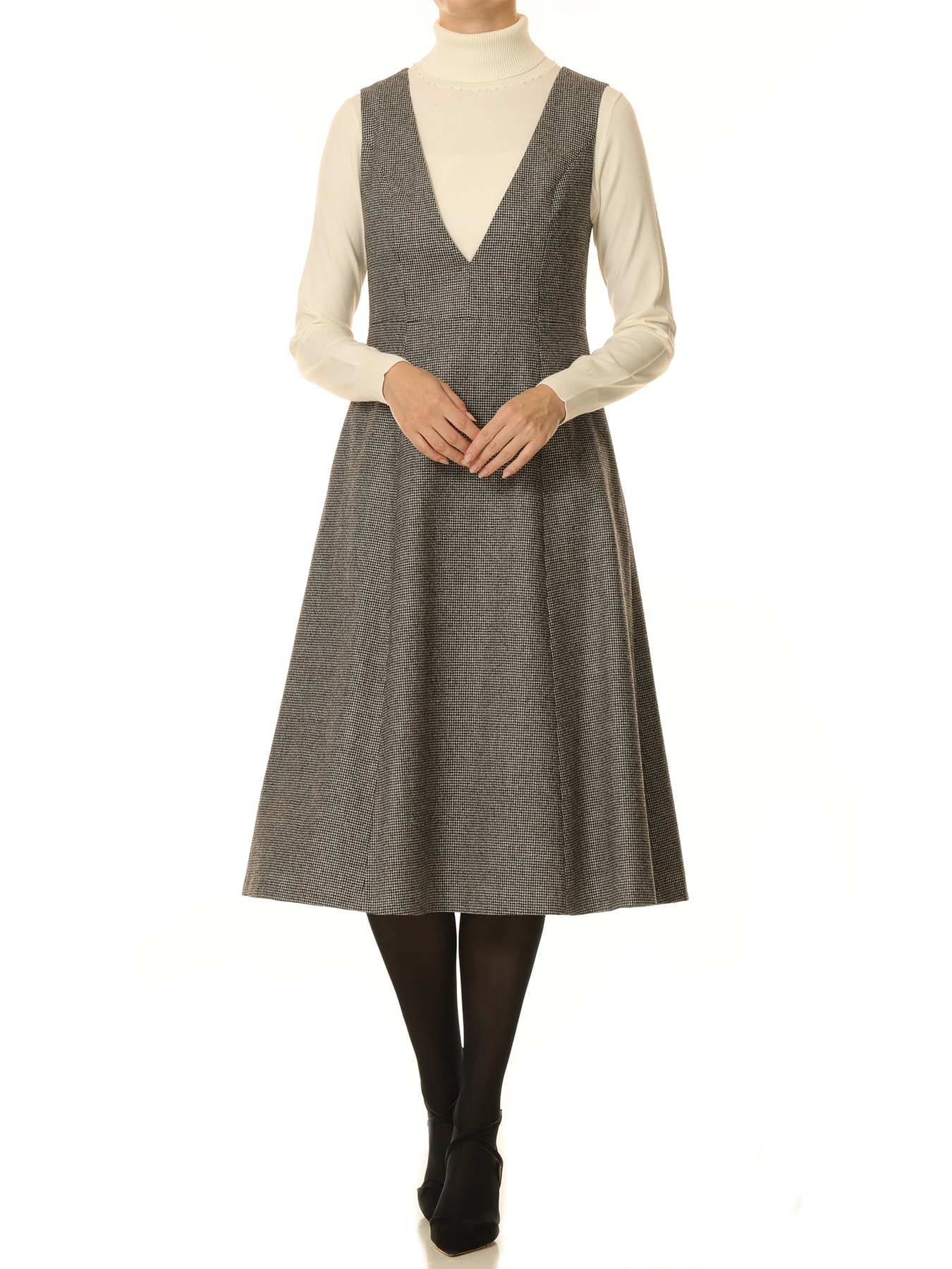 千鳥格子Vネックジャンパースカート: AVENIRETOILE公式通販｜m-i-d e