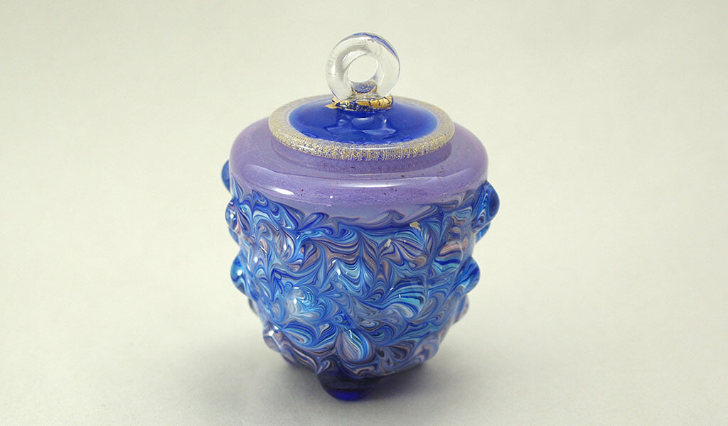 コアガラス 小暮紀一 とんぼ玉 ガラス杯 青 ぐい呑 おちょこ