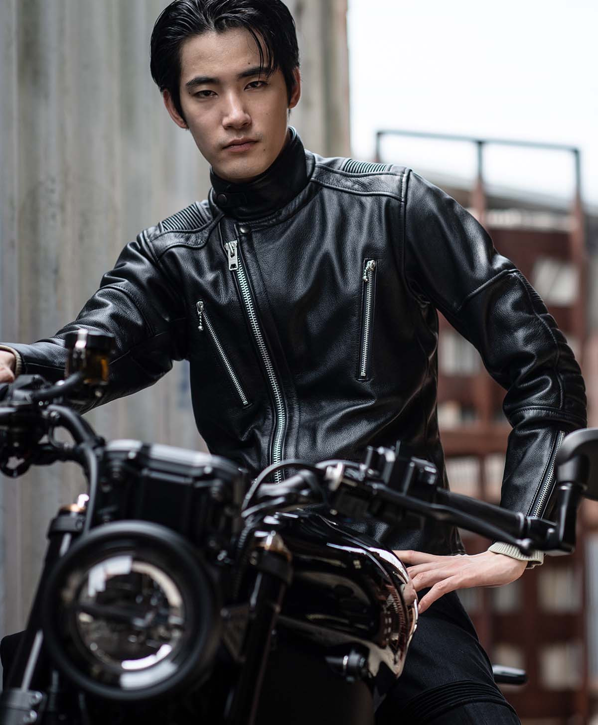 革ジャン ハイネック セミダブル レザージャケット｜カドヤ公式