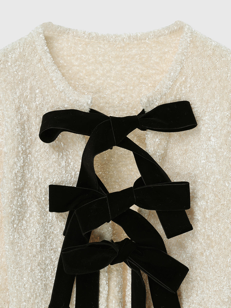 フロントリボンニットトップス